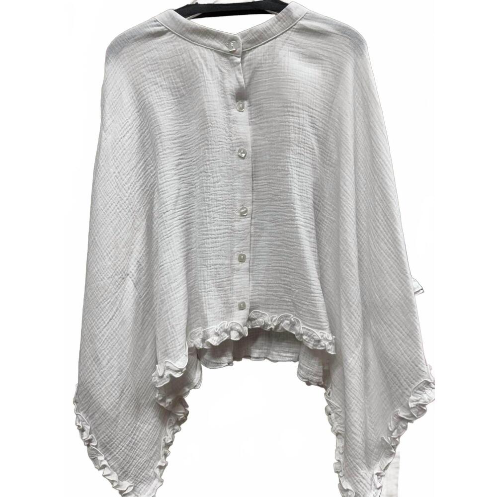 NEW DANIALI women's blue bell gauze top in white